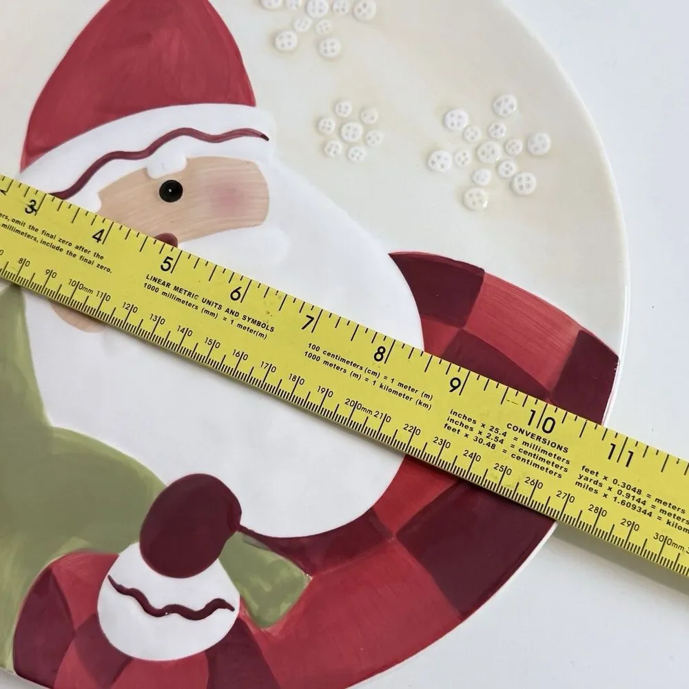 Vintage Hallmark Ceramic Jolly Santa Face Cookie Plate Dish 10.5